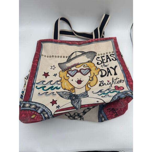 Brighton Stowaway Seas The Day Sailor Canvas Large Tote - Picture 1 of 5